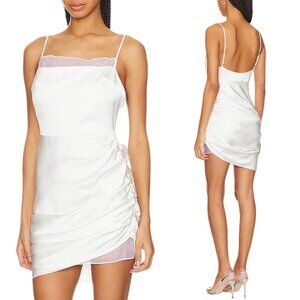 Amanda Uprichard Women’s ‘London’ Mini Ruched Dress, Revolve, Ivory White Large